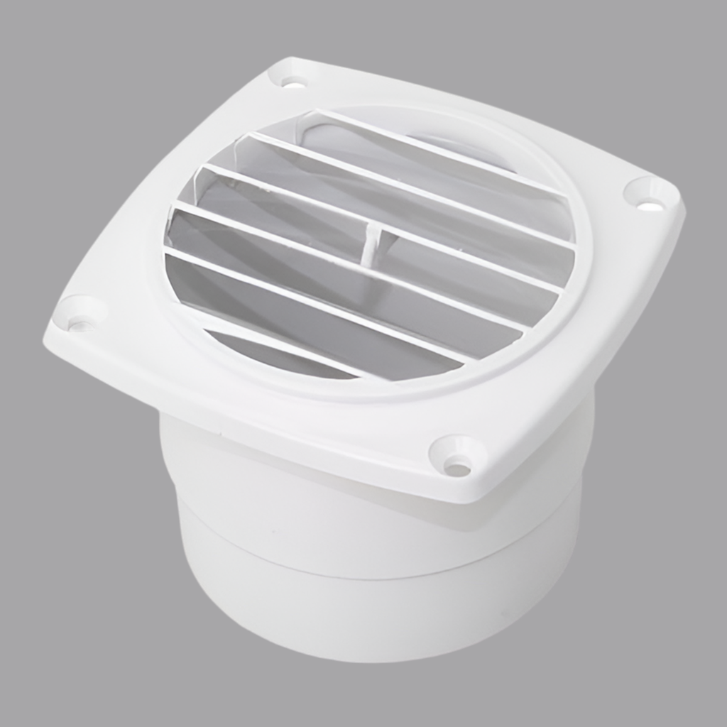Plastic ventilation grille with flange air exhaust for hoses 75 mm white