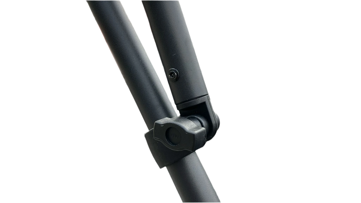 3-boog biminitop antraciet – 117 cm hoog, 183 cm lang, buisdikte 25 mm, met afdekhoes en bevestigingsmateriaal.