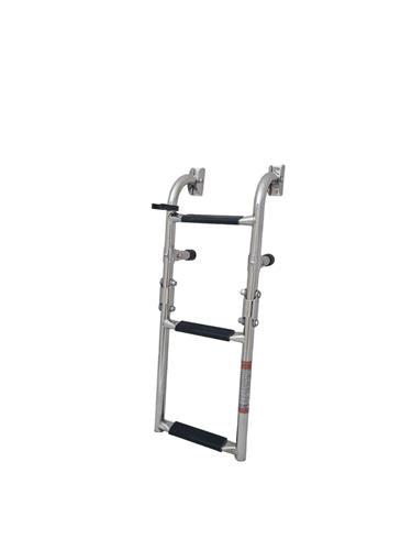 Badeleiter für Boote, Edelstahl, schwarze Stufen, klappbar, 2+1 Stufen