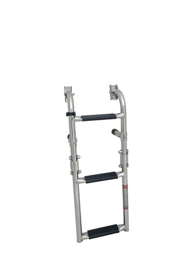 Badeleiter für Boote, Edelstahl, schwarze Stufen, klappbar, 2+1 Stufen