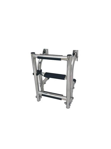 Badeleiter für Boote, Edelstahl, schwarze Stufen, klappbar, 2+1 Stufen