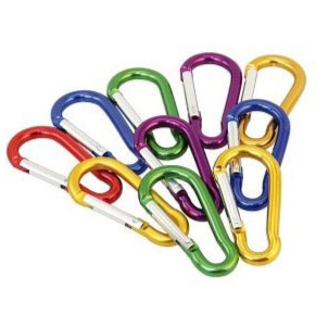 Gekleurde aluminium karabijnhaken, gesorteerd, 80 mm 10 stuks verpakking