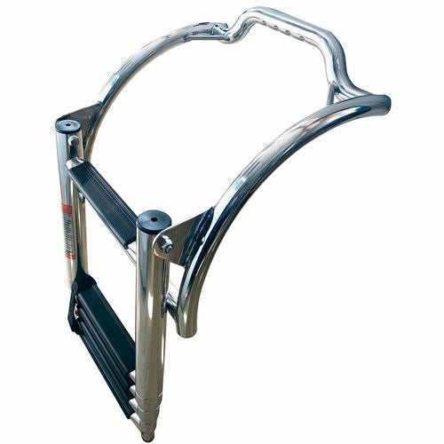 RVS zwemtrap voor opblaasbare boten met 4 treden – telescopisch ontwerp met spanbanden en montageplaten