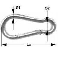 Carabiners, snap hooks - Standard quality - Standard version with eye Stainless steel A4 AISI316 8 mm