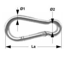 Karabiner, Karabinerhaken - Standardqualität - Standardversion mit Öse Edelstahl A4 AISI316