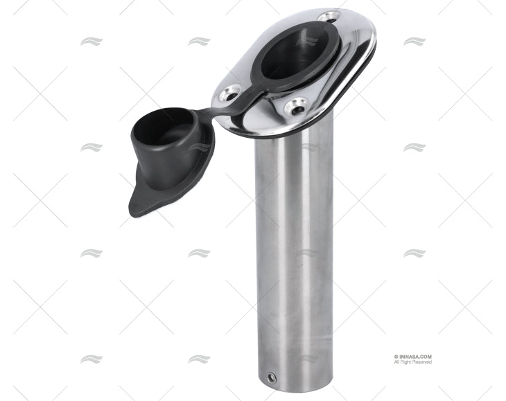 RVS Marine Town hengelhouder 30 graden met witte dop, geschikt voor inbouw op vissersboot (ref. 09121669)