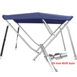 Sunmaster DeLuxe 3-boogs biminitop in navy blauw, 183 cm lang met 25 mm RVS frame en 600D doek. Beschikbaar in 3 hoogtes.