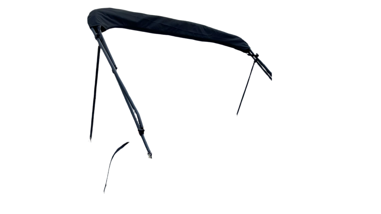 3-boog biminitop antraciet – 117 cm hoog, 183 cm lang, buisdikte 25 mm, met afdekhoes en bevestigingsmateriaal.