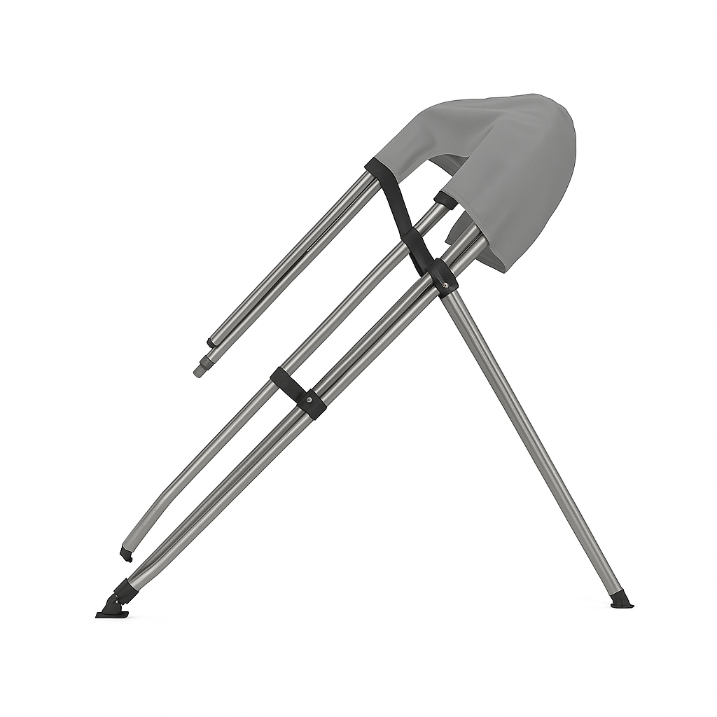 4 boog navishade biminitop grijs ingeklapt met hoes