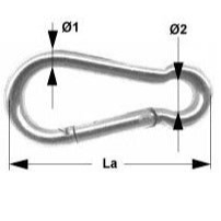 Stainless steel carabiner with eye bolt 100x10mm