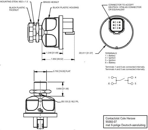 Cole Hersee contactslot IP67 2 standen