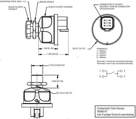 Cole Hersee contactslot IP67 2 standen