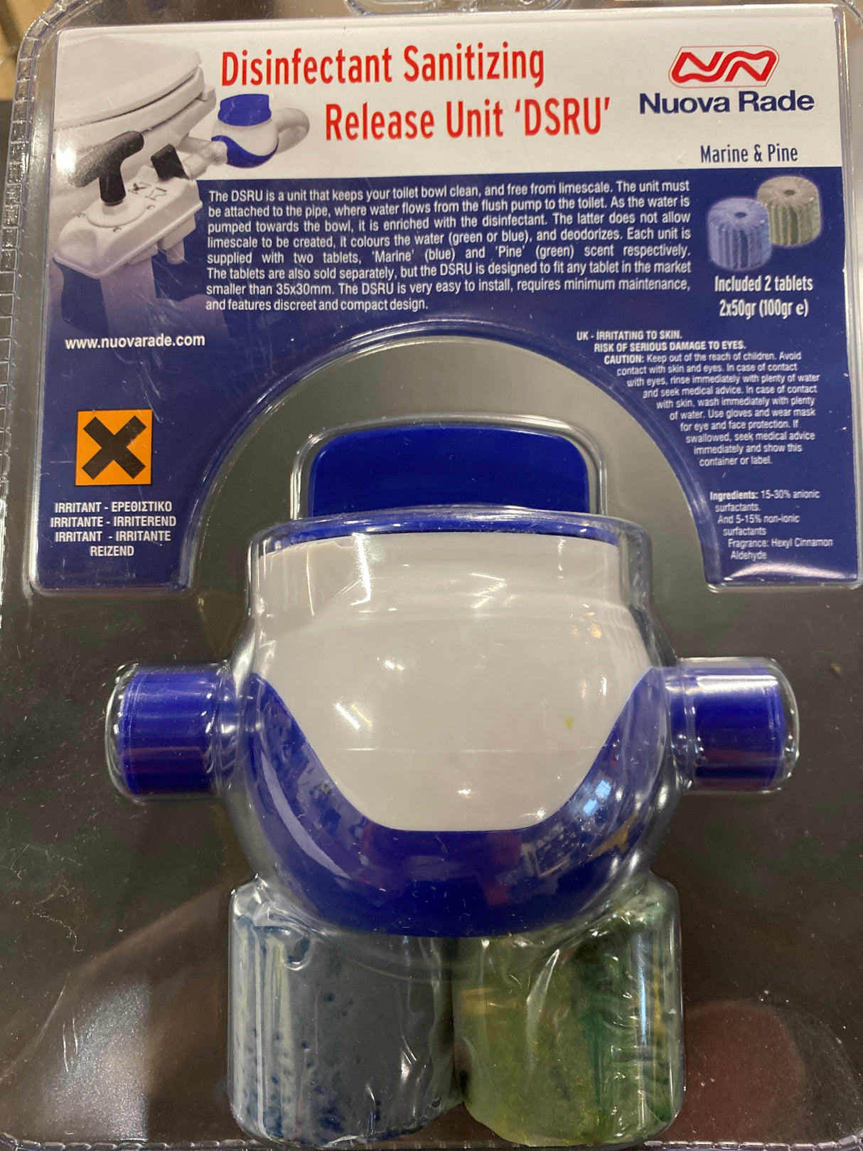 DSRU Desinfecterende Reinigingseenheid, voorkomt kalkaanslag en houdt maritieme toiletten fris en schoon.