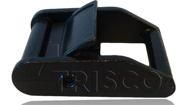 Zwarte Zamac klem geschikt voor maritiem gebruik en vastklemmen van banden, met een treksterkte van 500 kg.