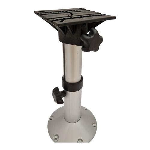 Verstelbare stoelpoot voor bootstoel, draaibaar met kunststof zitplaat en aluminium voet van 22,5 cm.