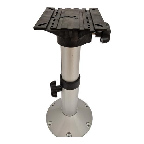 Verstelbare stoelpoot voor bootstoel, draaibaar met kunststof zitplaat en aluminium voet van 22,5 cm.