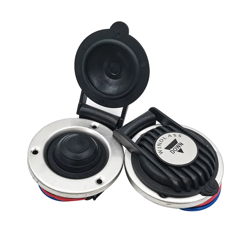 RVS Voetschakelaar 'Up' & 'Down', zwart (set van twee) voor ankerlier