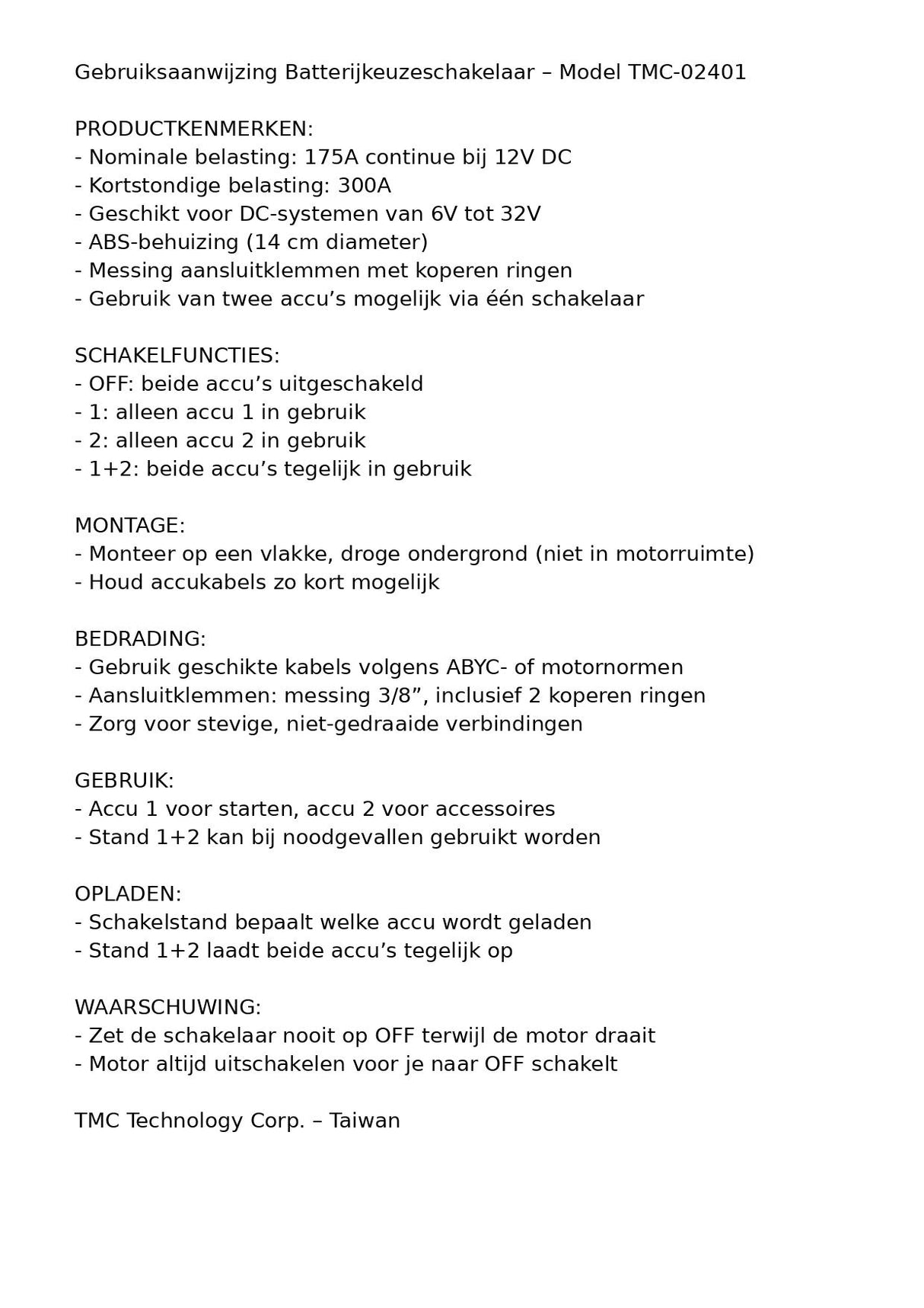 gebruiksaanwijzing aansluiten accuschakelaar voor 2 accu