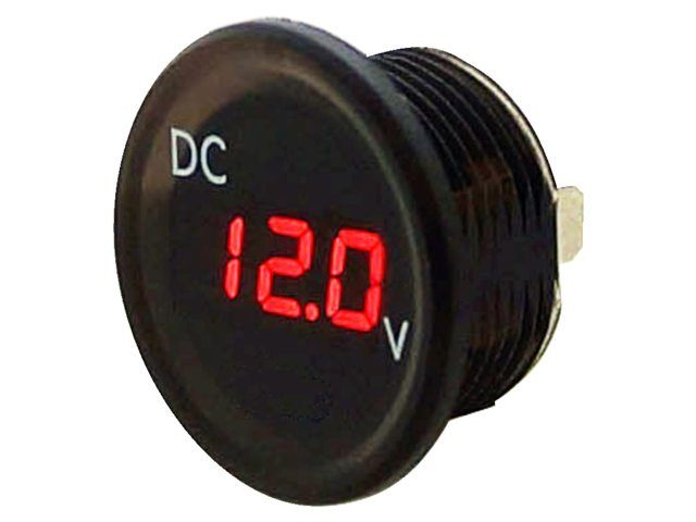 Voltmeter zwart 2.5-30V met flush frame (draad) Bateau Bootservice