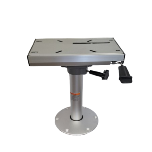 Bootsstuhlbein Pedestal de luxe 38 cm eingebaut mit Schlitten