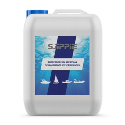Sjippie Rubberboot UV Spuitwax 5L, beschermende wax voor PVC en Hypalon rubberboten tegen UV-schade en veroudering.