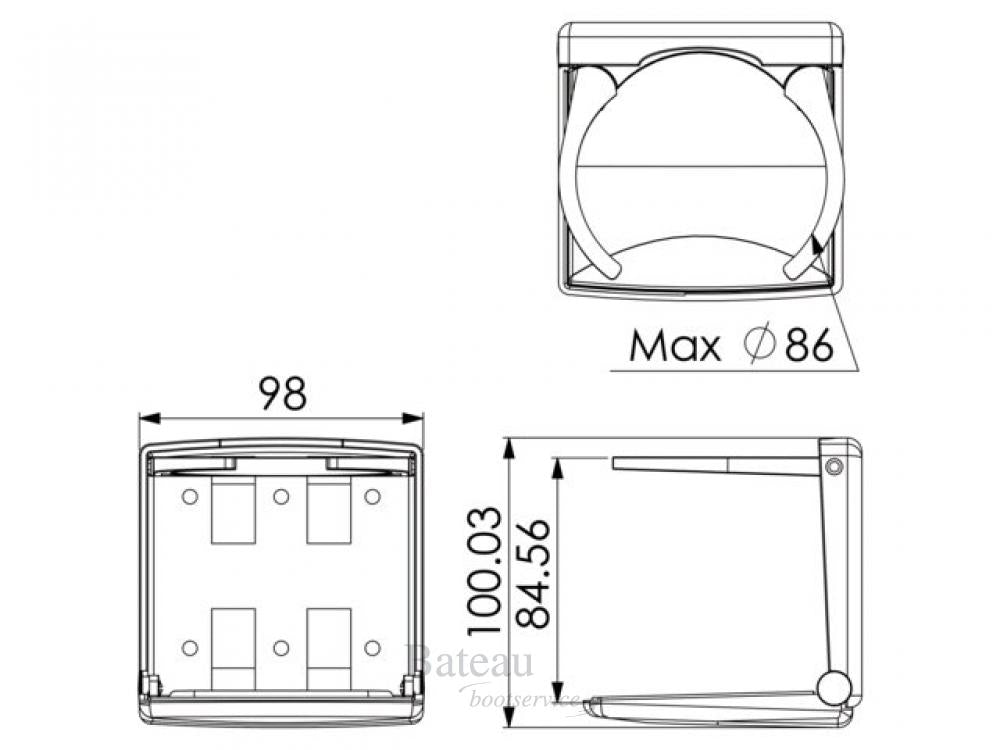 Bekerhouder opklapbaar zwart - Bateau Bootservice