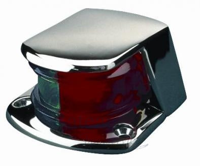 Boeglicht rood/groen van verchroomd RVS met dekbevestiging, 12V 5W, model C14030