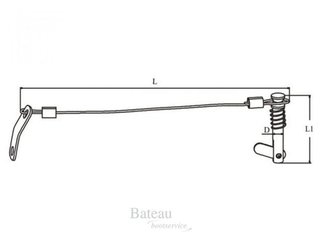 RVS pin met kabel voor deksteun biminitop - Bateau Bootservice