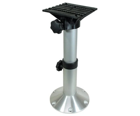 Verstelbare stoelpoot voor bootstoel met draaibare zitplaat, hoogte 50 tot 75 cm, aluminium voet van 22,5 cm.