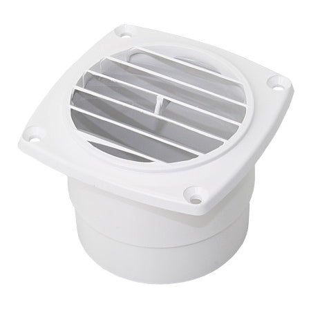 Plastic ventilation grille with flange air exhaust for hoses 75 mm white