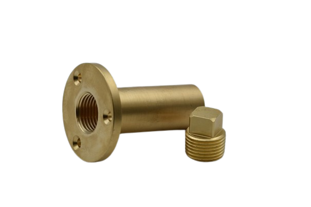 Messing garboard drain plug set met ronde basis Ø50 mm en pijplengte van 60 mm voor montage in de romp