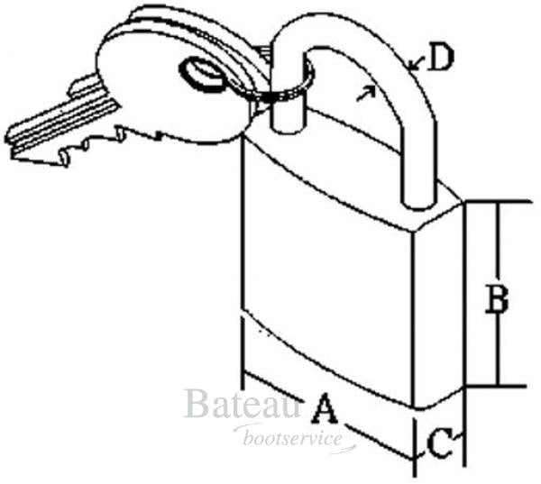 Hangslot messing met RVS beugel - 30 mm - Bateau Bootservice