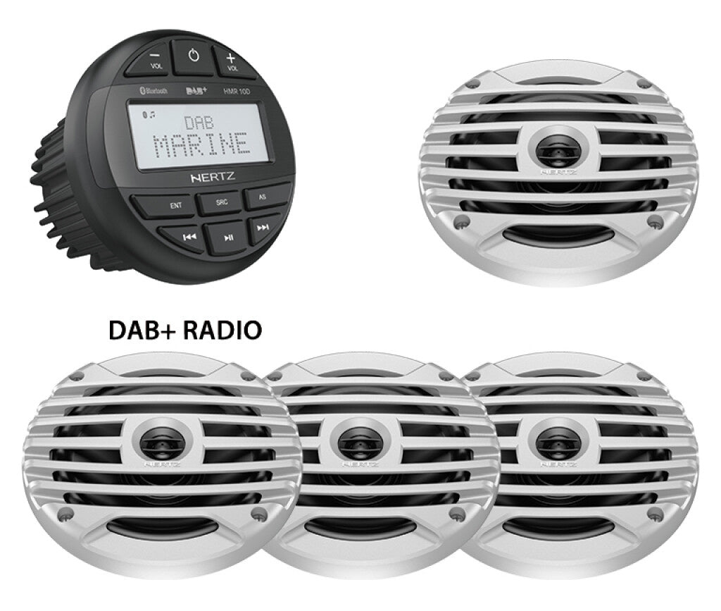 Hertz HMR 10D SET-DMR DAB+ radio met 4 speakers zilver - Bateau Bootservice
