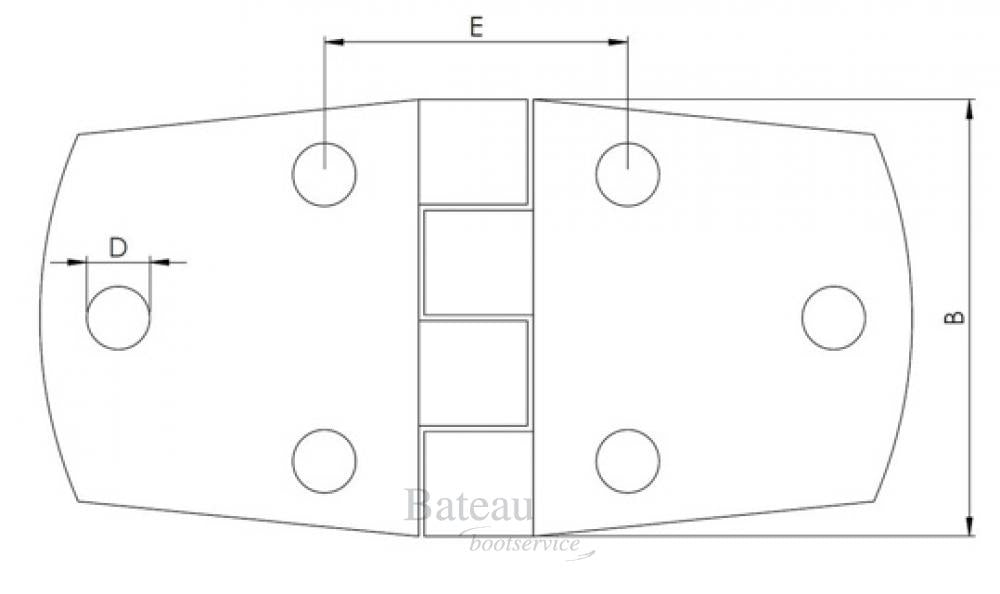 Hollex Deurscharnier 74,5x37mm - Bateau Bootservice