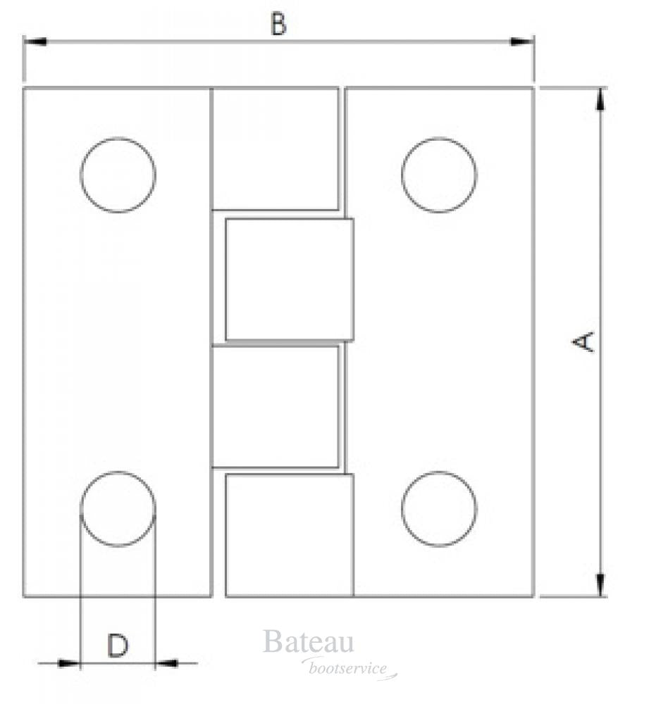 Hollex vierkant Scharnier 38x37mm - Bateau Bootservice