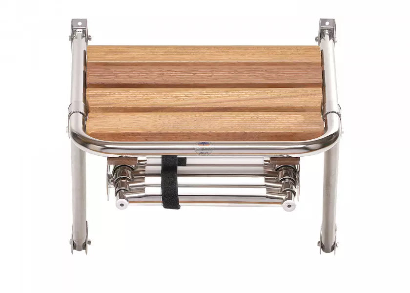 Teak Zwemplateau met Ladder – 3 Tredes – 45x39 cm