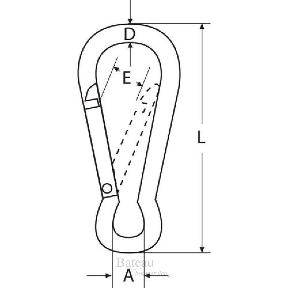Karabijnhaak RVS 100 mm - Bateau Bootservice