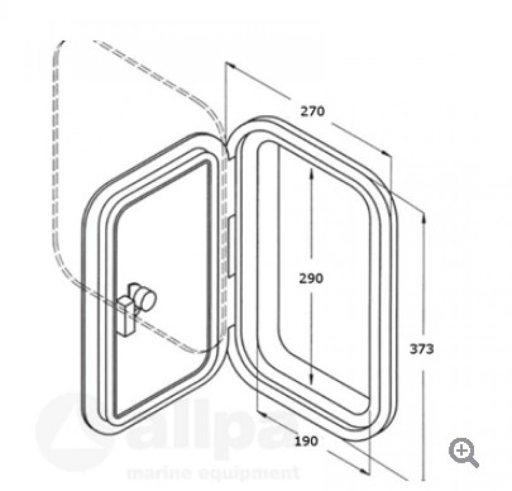 Kunststof Luik, 373x270mm, 1x Sluiting, 180º