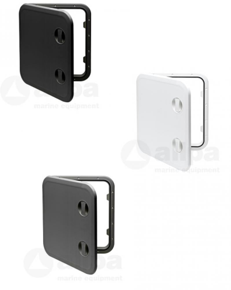 Kunststof Luik, 513x458mm, 2x Sluiting, 180º, zwart