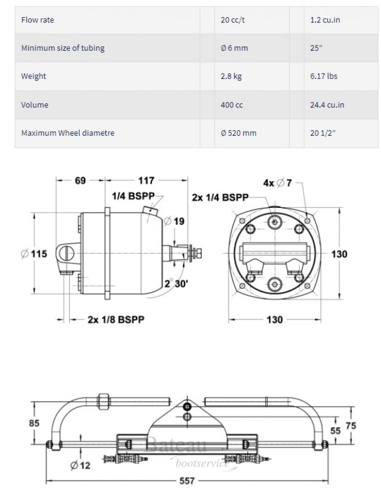 L&S 125 Pro hydraulische stuurset - Bateau Bootservice