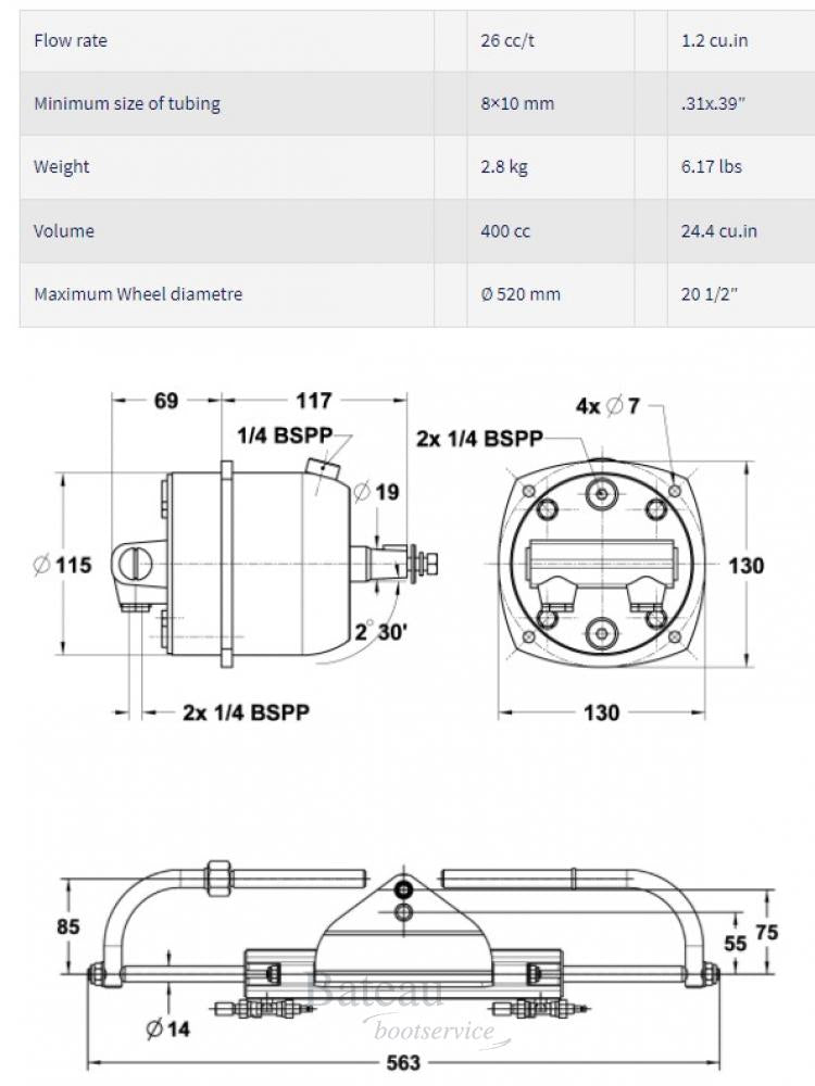 L&S 175 Pro hydraulische stuurset - Bateau Bootservice