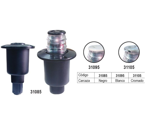 Pop-up driekleurig licht met zwarte behuizing, navigatielicht voor boot - Bateau Bootservice