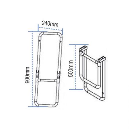 Aluminium rubberboot trap 2 treden inklapbaar