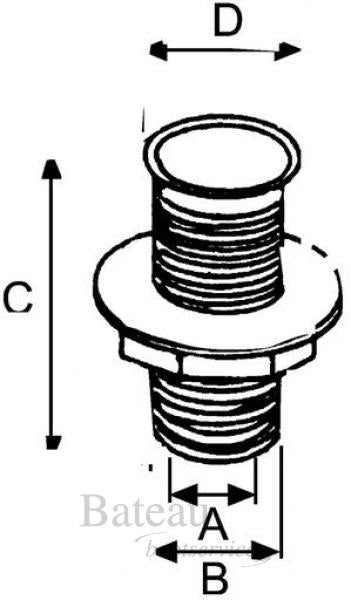 Loospijp / doorvoer - lengte 155 mm - Bateau Bootservice