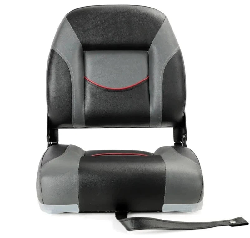 Betaalbaar-boot-stoel-neerklapbaar-zwart-grijs-rood