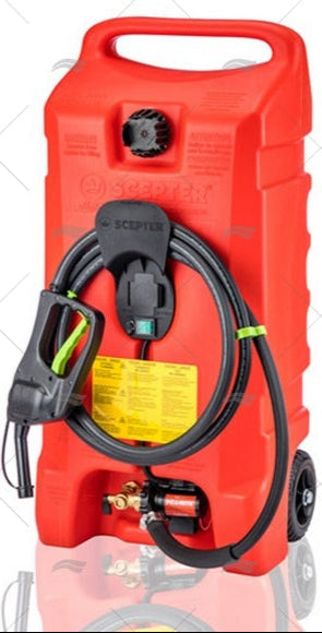Scepter rode verrijdbare brandstoftank 53L met elektrische Fill-Rite pomp, slang en vulpistool – voor benzinegebruik