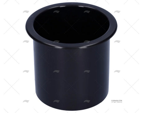 Zwarte inbouw bekerhouder van kunststof, formaat Ø76 x 82 mm – model 44250809, geschikt voor boot of camper