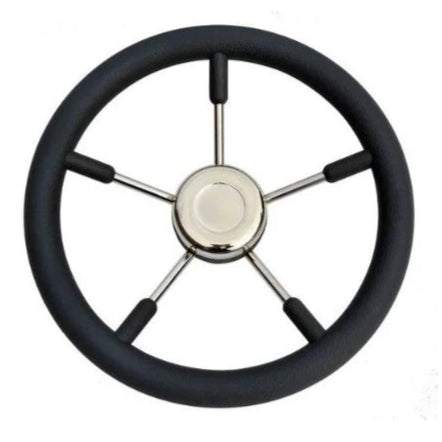 Boot stuur zwart RVS316 Ø40 cm – 5-spaaks stuurwiel, sportief en duurzaam.