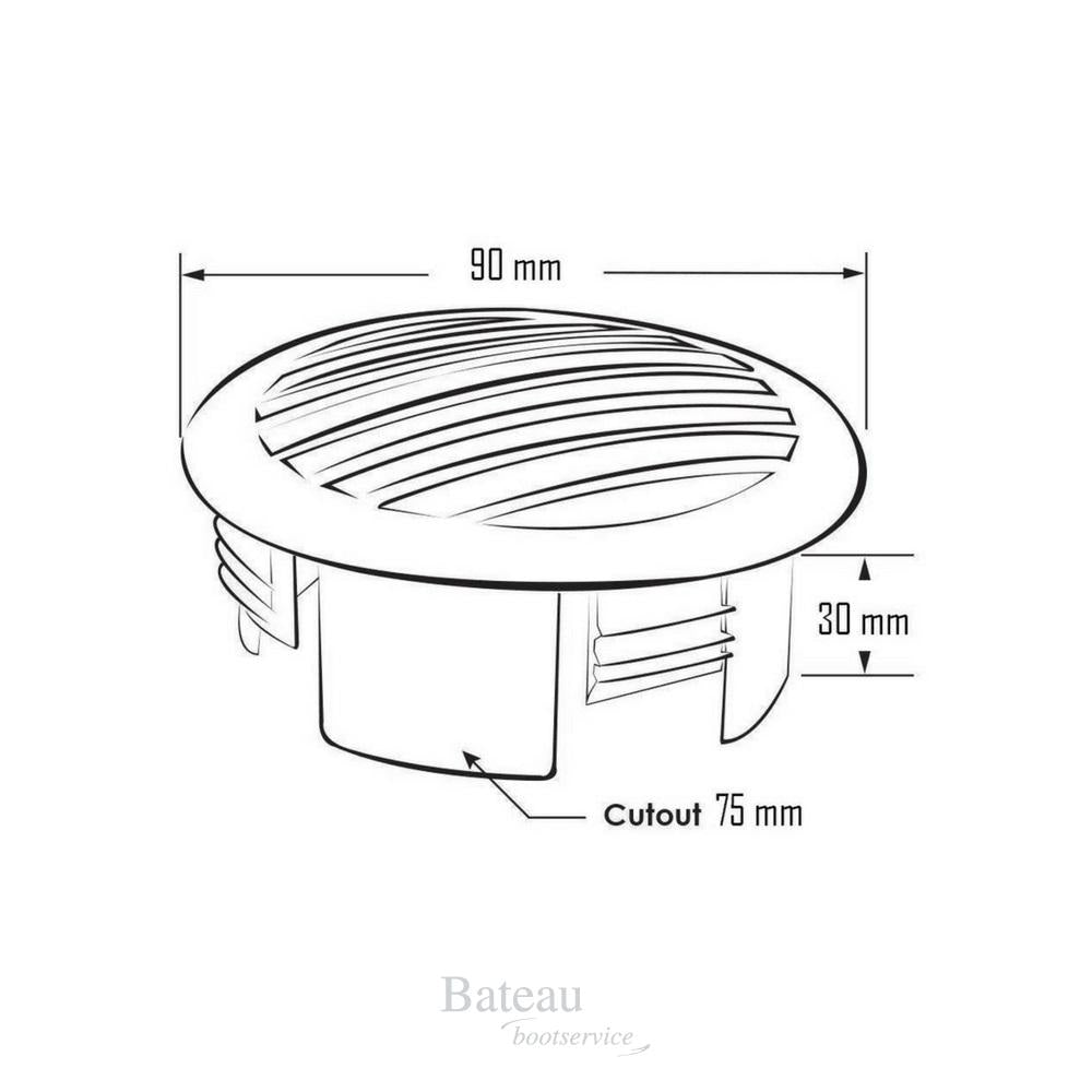 RVS Ventilatierooster - Ø 90 mm