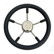 Boot stuur zwart RVS Ø55 cm – 6-spaaks stuurwiel met PU-bekleding, CE-gecertificeerd.